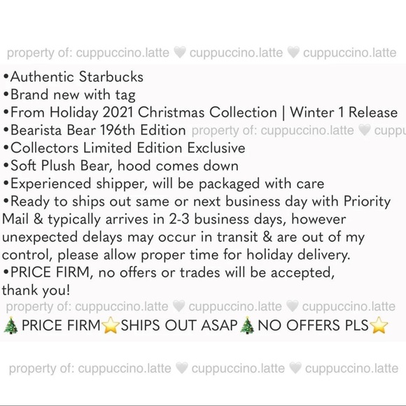 ❤️LAST ONE🐻Starbucks 2021 Holiday Winter Bearista Bear 196th Edition Plush - Picture 6 of 6